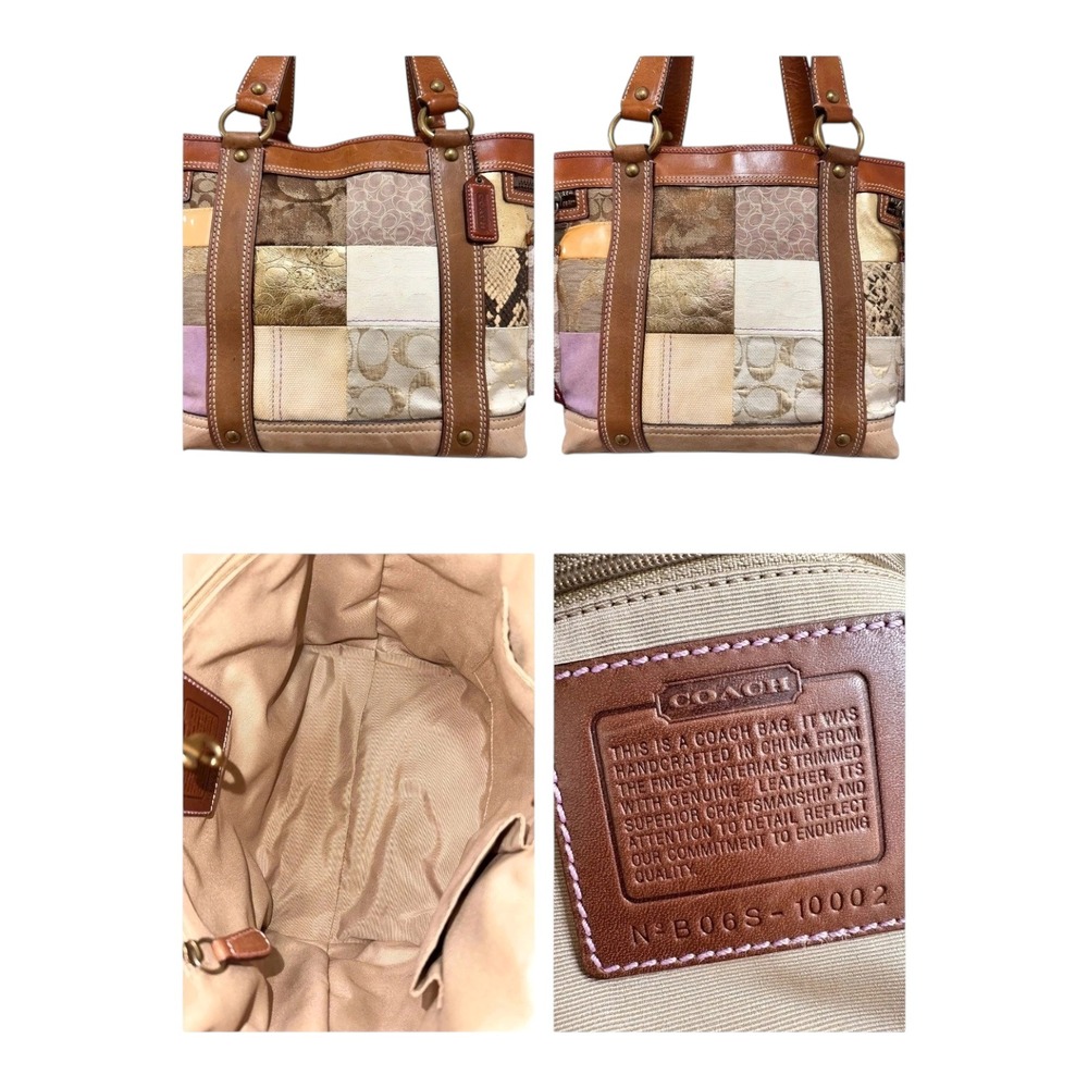Coach Legacy Large Tote Bag Mosaic Patchwork Brown Leather Suede Snake 10002 - Picture 6 of 8